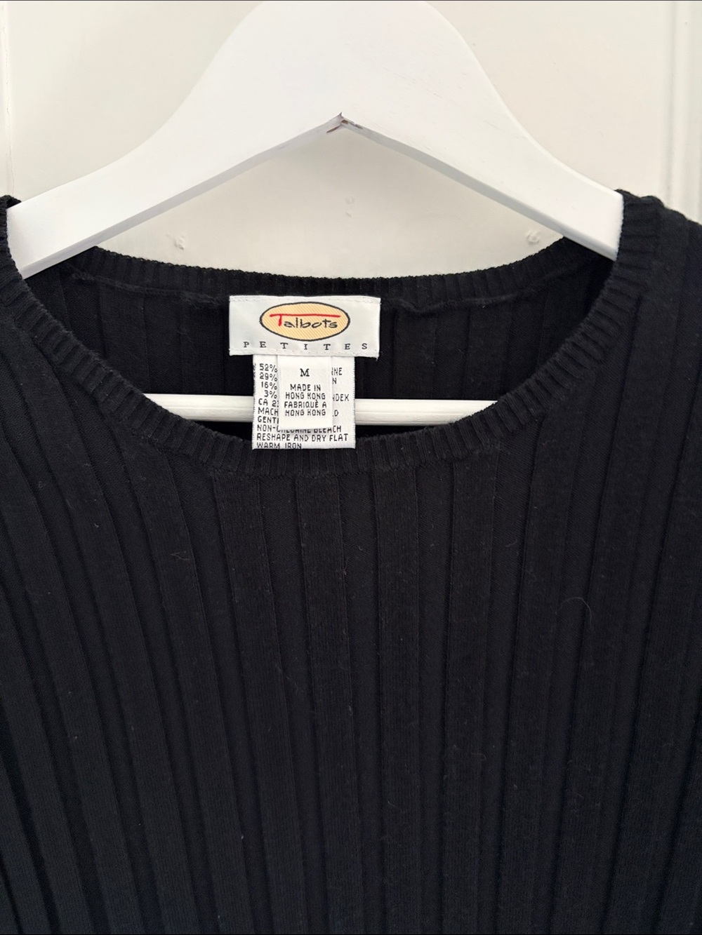 Talbots • Vintage Petites Black Ribbed Sweater Tee (Size M) - Picture 2 of 8